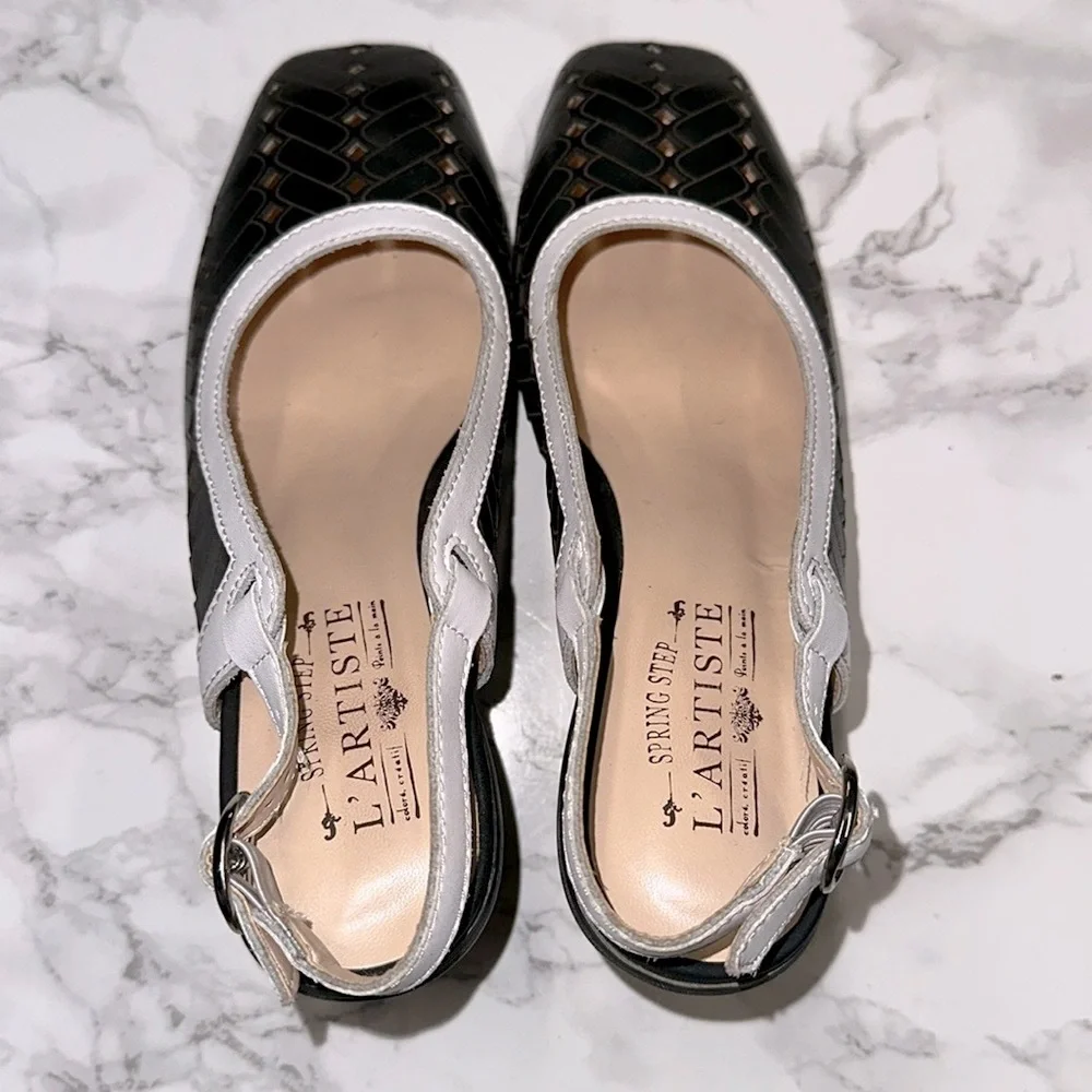 L'artiste Black and Brown Slingback Heels size 36/US 5 1/2-6